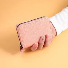 MOMISY PU Leather Credit Debit Card Holder Wallet Card Case ID Case Organizer Holder Zipper Wallet Coin Purse for Men & Women (14 Slots Peach)