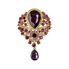 SYGA Brooch Pin Fashion Crystal Rhinestone Jewellery Pin Vintage Clothing Accessories Decoration Glass Pendant Purple Brooches For Women- S246