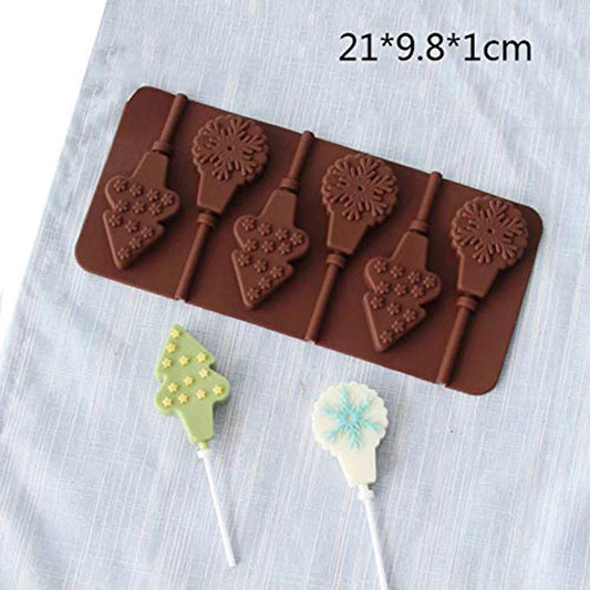 SYGA 6-Cavity Lolipop shap Chocolate Silicon Mould Candy Mould_TreeShape