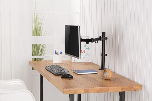 SYGA Single Monitor Stand Arm Desk Mount Fully Adjustable Bracket Ergonomic 180 Tilt, 360 Rotation & 360 Swivel Arm - VESA Dimensions: 75x75-100x100 - Single