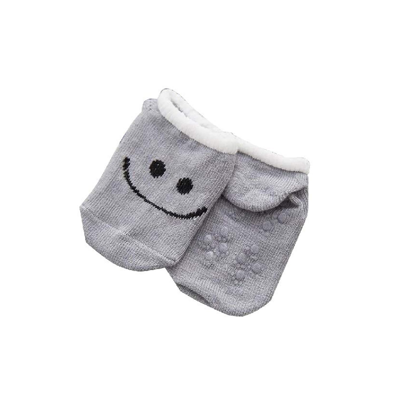 SYGA Small Size 4 Pair Non Slip Big Smile Design Ankle Length Baby Socks for 0-12 Months