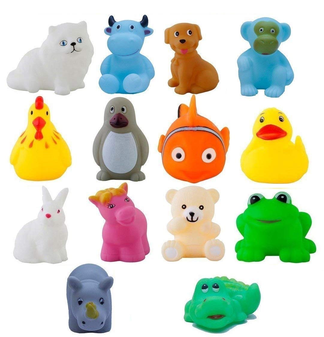 SYGA Pack of 14 Chu Chu Bath Toys for Baby Non-Toxic Toddler Set Multi Color