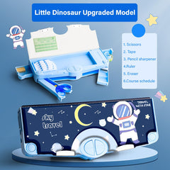 SYGA Children's Compass with Astronaut Design Pencil Box for Boys and Girls, Primary School Students, Multi-Functional (Blue)