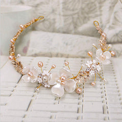 SYGA Party Bridal Bridesmaid Flower Girl Double Faux Pearl Diamond Tiara