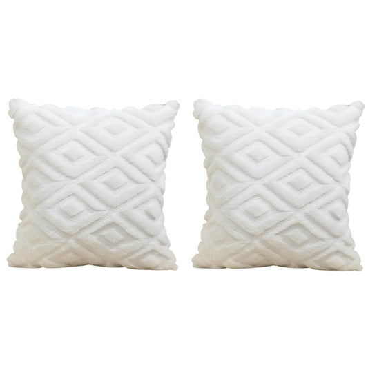 MOMISY Corduroy Cushion Throw Pillow Covers, Diamond, 45 x 45 cm, 18 x 18 inch (2, White2)