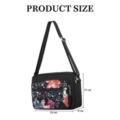 MOMISY Ladies Crossbody Sling Bag, Nylon Shoulder Mobile Phone Purse for women (Leaves)