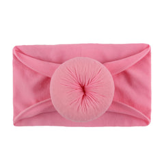 SYGA Pack Of 2 Baby Headbands Soft Cotton Strechable Turban Hairbands For Newborn Infant Toddlers Kids 0-3 Years (Pink-Grey)