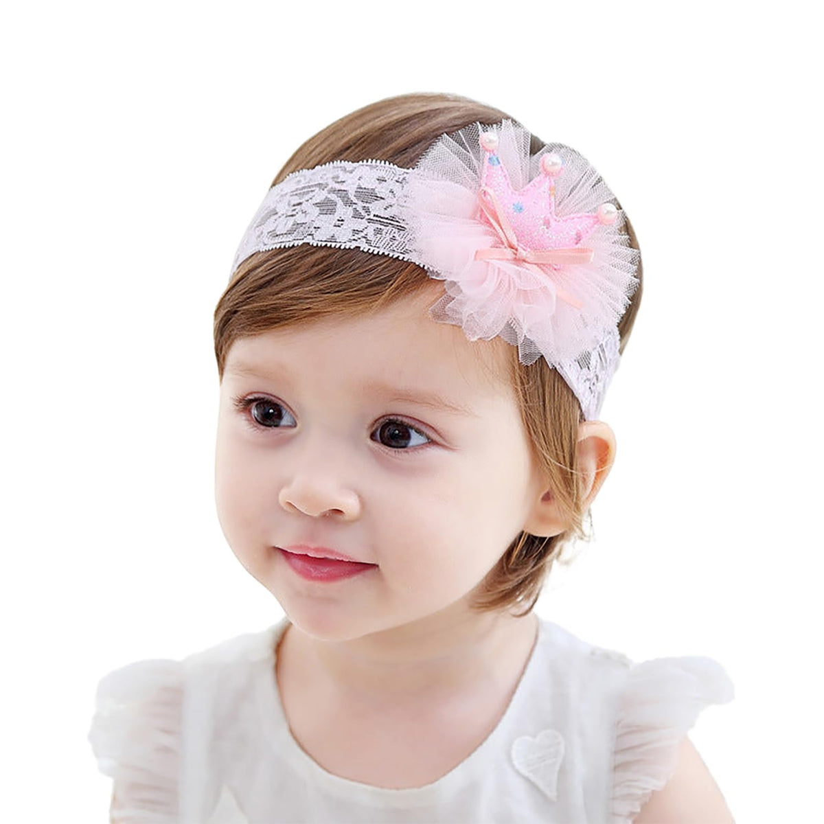 Baby Girl Headband with Flower, 0-3 Years, Silver