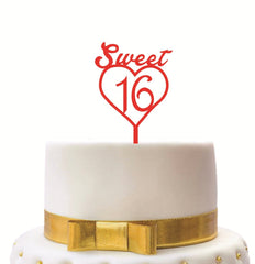 DecuT Red Sweet 16 with Heart Cake Topper