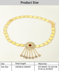 SYGA Women's Style Bohemian Round Coin Tassel Design Waist Chain,Kamarband For Saree & Dress Ethnic Belt Decoration(Gold)