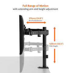 Artikel Double Monitor Desk Mount | Adjustable Heavy Duty Monitor Arms | VESA Mount with C Clamp & Grommet Mounting Base | Computer Monitor Stand for Screen up to 27 inch | Table Mounted | Black