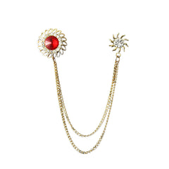 SYGA Men's & Women Suit Shirt Stud Lapel Pin Chain Tassel Brooch Pin with Crystal Chain(Red windmill)