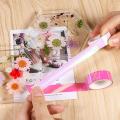 SYGA Pack of 3 Rainbow Laser Tape Stationery Hand Account Color Decoration Waterproof Tape Student Diy Hand(RED-PURPLE-BLUE)