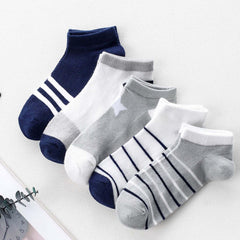 MOMISY 5 Pairs Baby kids Girl Boys Toddlers Infant Ankle Stretch Tube Socks (StripedStarLight, 12 Years-15 Years)