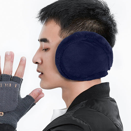 SYGA Winter Men's Trendy Warm Earmuffs Thickened Plush Back-Worn Earmuffs Winter Cold-Proof(Navy Blue)