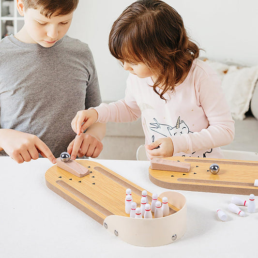 SYGA Children's Wooden Bowling Game Set, Wood Pins and Balls, Interactive Toy for Kids