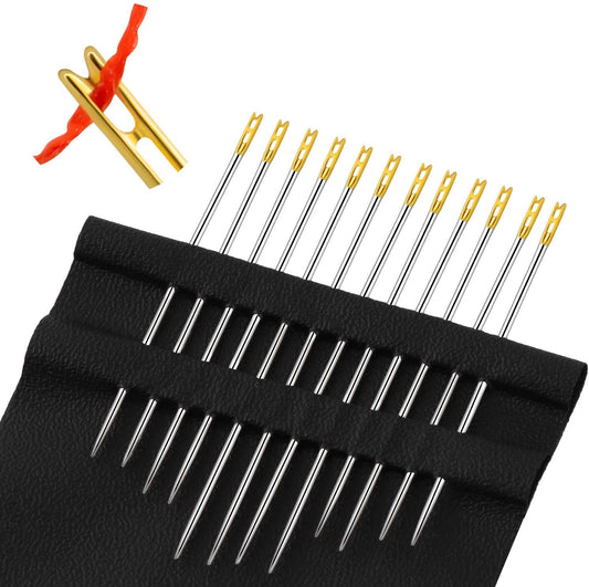 SYGA Self Threading Needles Sewing Needles for DIY Handmade Needle Works Accessories, Tailoring Tools (Pack of 12)