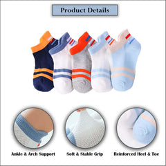 MOMISY 5 Pairs Tube Socks for children Toddlers Infant Baby Girl Boys (2Striped, 9 Year to 12 Year)