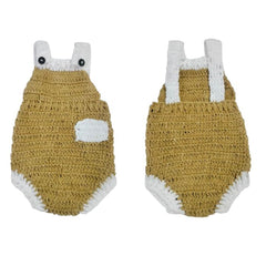 MOMISY Baby Photography Costume Set, Knitted Beanie Cap and Romper, Khaki and White