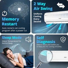 Voltas 245V Vectra Plus 2 ton 5 star inverter Split AC|4-IN-1 Adjustable mode| Energy Efficient|High ambient Cooling-cools even at 52Â°C|Anti dust filter with Anti-microbial coating| Copper Coil|White