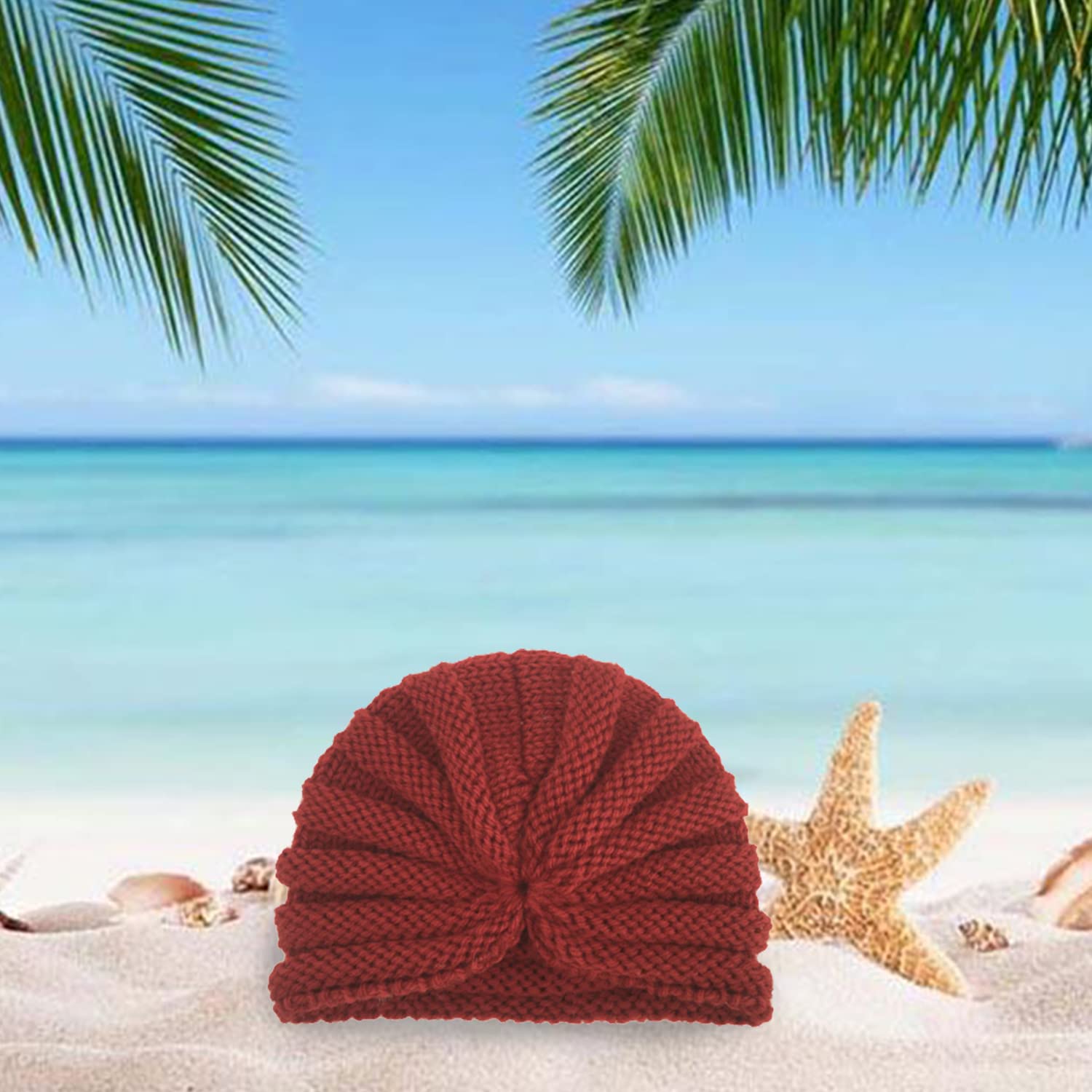 SYGA Baby Turban Cap Unisex Winter Woolen Warm Hat Bowknot Knitted Infant Toddler Cap 0-3 Years Beige