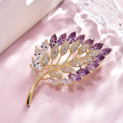 SYGA Brooch Pin Fashion Crystal Rhinestone Jewellery Pin Vintage Clothing Accessories Decoration Creative Leaf Corsage Brooches - S224