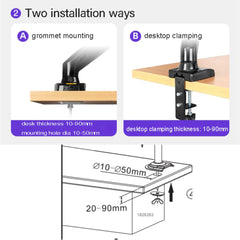 17-27" Gas Strut LED Monitor Desk Arm with Laptop Tray 360 Degree Swivel tilt