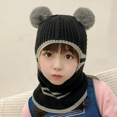MOMISY Winter Soft Woolen Monkey Cap with Velvet Lining for Baby Boys, Girls, Infant, Toddler, 2-5 Years (in, Age, 2 Years, 5 Years, Black)