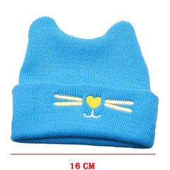 SYGA 1 Piece Medium Knitted Head Design Baby Wool Sleep Cap_Black