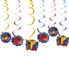 SYGA 12 Pieces Birthday Party Theme Hanging Swirl Decoration Set_Gifts