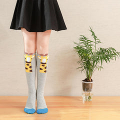 MOMISY 1 Pair of Baby Spring Winter And Autumn Combed Cotton Long Tube Knee-High Socks Suitable Age of 3 to 12 Years (IN, Age, 3 Years, 12 Years, GreyGiraffe)