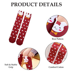 MOMISY 1 Pair of Baby Spring Winter And Autumn Combed Cotton Long Tube Knee-High Socks Suitable Age of 3 to 12 Years (IN, Age, 3 Years, 12 Years, BunnyHeart)