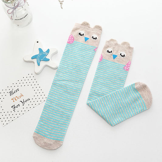 MOMISY 1 Pair of Baby Spring Winter And Autumn Combed Cotton Long Tube Knee-High Socks Suitable Age of 3 to 12 Years (GreenStripe, 3-12Y)