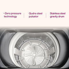 Godrej 8 Kg 5 Star Zero Pressure (0.02 MPa) Technology With Steel Drum Fully-Automatic Top Load Washing Machine (WTEON ADA 80 5.0 FEFN GLGR, Glacial Grey, With Soft Close Lid)