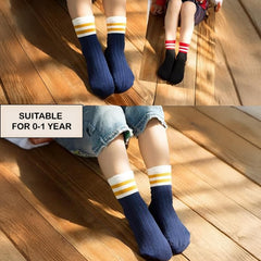 MOMISY 5 Pairs Baby kids Girl Boys Toddlers InfantmCotton Stretch Baby Socks (IN, Age, 0 Months, 12 Months, Multi2Bars/)