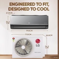 LG 1.5 Ton 5 Star, Wi-Fi, Energy Manager+, DUAL Inverter Split AC (Copper, AI+ Convertible 6-in-1, Diet Mode+, 4 Way Swing, HD Filter with Anti-Virus Protection, US-Q19MWZE, Black Mirror)