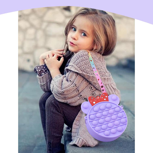 SYGA Children Pop It Fidget Minnie Dot Silicone Bag Kids Push Popper Educational Decompression Bubble Shoulder Bag (Color 1)