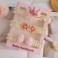 Baby Girl Hair Braids Lace Flower Headband, Pink
