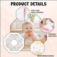 MOMISY Pure Cotton Non Woven Baby Feeding Bibs, Wave Pattern Print, Disposable, Pack of 20, Animal and Fish Design, Comfortable Fabric, Easy to Store