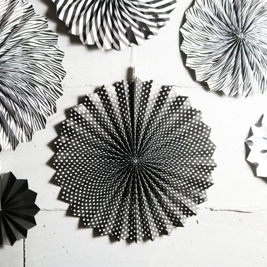 SYGA 6 Pieces of Paper Flower Fan Decoration Background Wall DIY Paper Fan Flower Ball Set(Black)