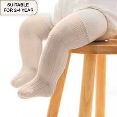 MOMISY 3 Pairs of Baby Spring Winter And Autumn Combed Cotton Long Tube Knee-High Socks Suitable Age of 2 to 4 Years (IN, Age, 2 Years, 4 Years, Orange Grey Beige)
