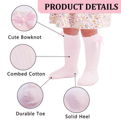 MOMISY Baby'S 3 Pairs Of Spring Winter And Autumn Combed Cotton Long Tube Knee-High Socks (Greywhitepink,1-2Y)
