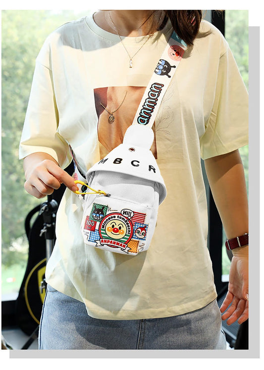 SYGA Celebrity Cartoon Canvas Small Bag Girl Children's Bag Shoulder Messenger Bag Chest Bag(White)