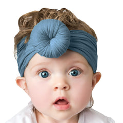 SYGA Pack Of 2 Baby Headbands Soft Cotton Strechable Turban Hairbands For Newborn Infant Toddlers Kids 0-3 Years (Pink-Grey)