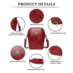 SYGA Women's Soft Leather Crossbody Mini Small Bag Fashion Vertical Style Small Mobile Phone Bag(Wine Red)