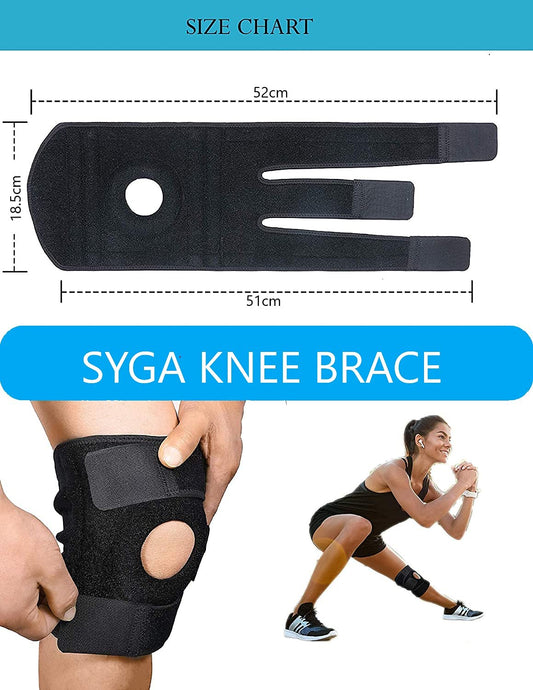 SYGA Adjustable Knee Cap Support Knee Brace Compression Sleeve Breathable Knee Pad For Men & Women- Arthritis Pain, Tendinitis Pain, ACl, Athletic Injury, Sports, Running, and Protection-Free Size