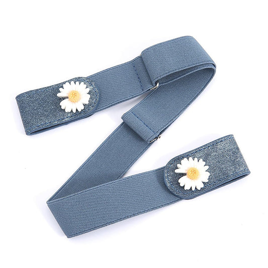 SYGA Jeans Belt Elastic Women's Punch-Free Decoration Flower buckle Style Lazy Belt
