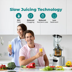 Libra Cold Press Juicer for Home, 48 RPM Whole Slow Cold Pressed Fruit Juicer with 240 Watts Powerful Motor, All-in-1 Juice Maker Machine for All Fruits and Vegetables (Silver)
