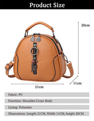 SYGA Women's Crossbody Bag, Zip Top, PU Leather Shoulder Bag (Caramel)
