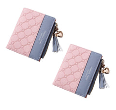 SYGA Pink/PU Leather/Bifold Wallet/Card Holder/Clutch/Purse for Women/Ladies/Female/Pack of 2 pieces/Size: 11 * 9 CM